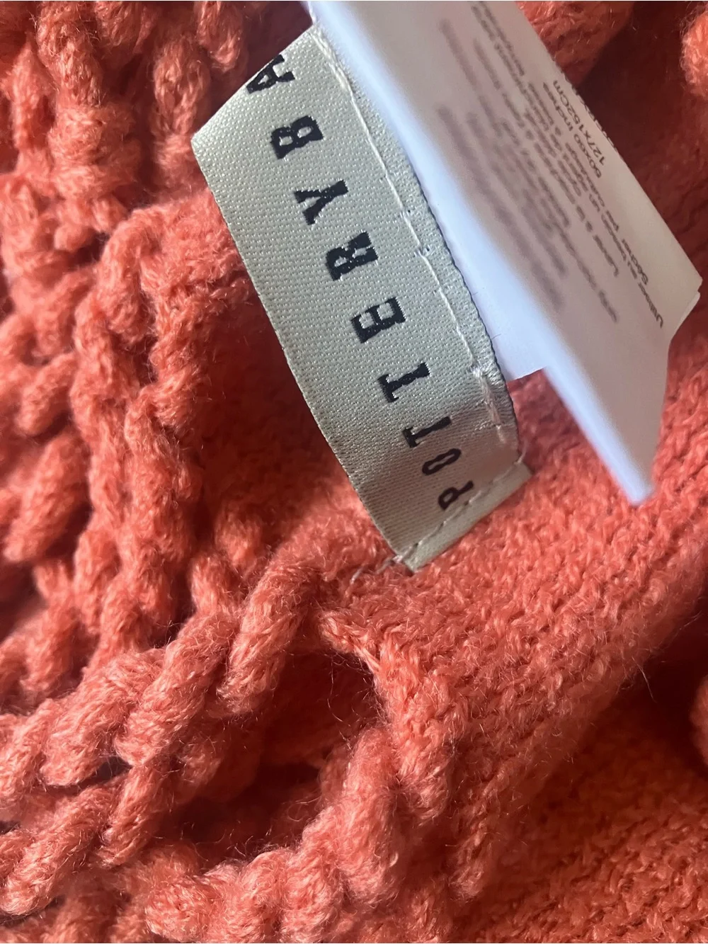 Pottery Barn Abbot Throw Blanket 50x60 Orange Terracotta Apricot Fall Knit NEW.